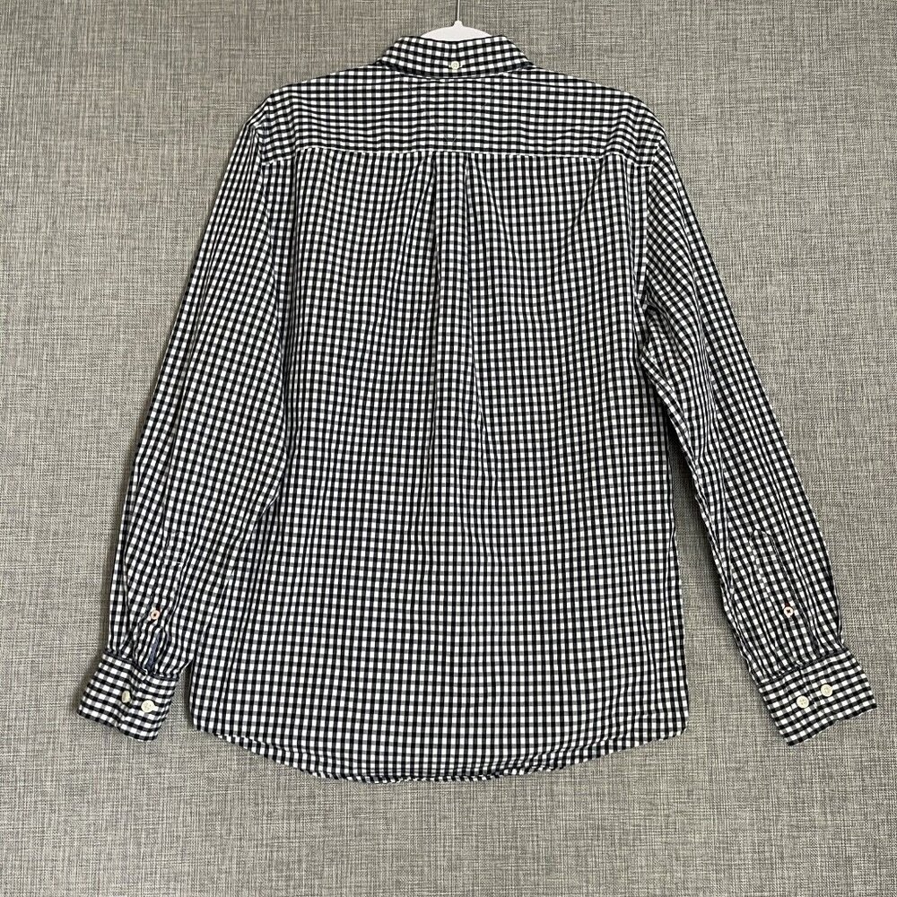 Tommy Hilfiger Mens Medium Blue White Long Sleeve Gingham Plaid Coupe Classique - Picture 7 of 11